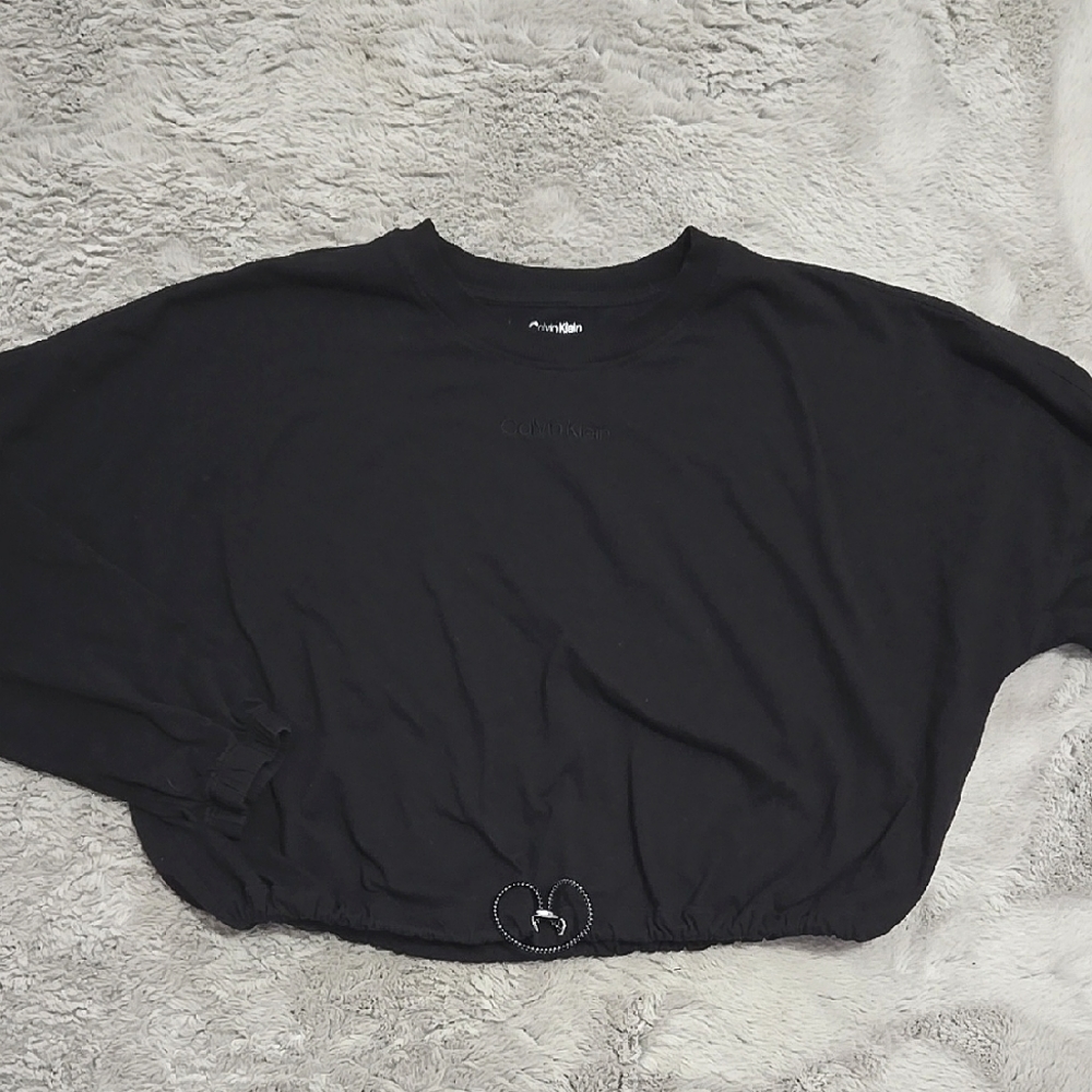 Calvin Klein Black Cropped drawstring waist longsleeves size XL